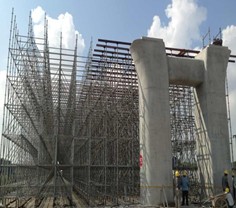 条条大路通罗马，高架桥脚手架劳苦功高